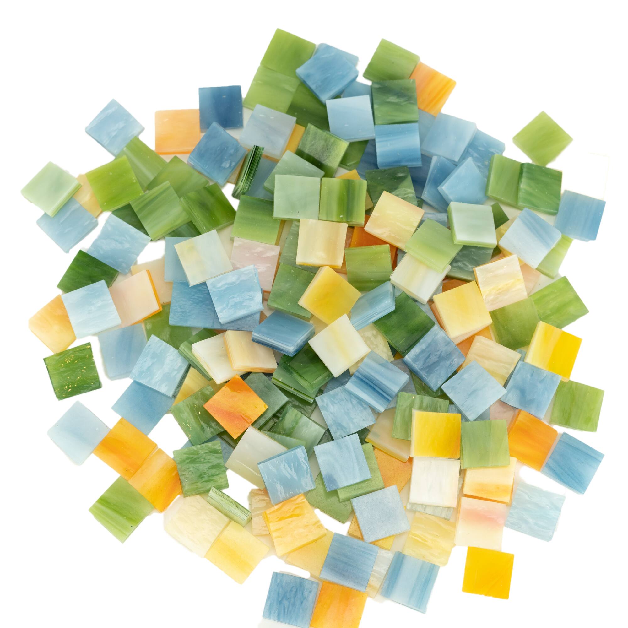 Small Multicolored Mosaic Stained Glass Squares, 8oz.